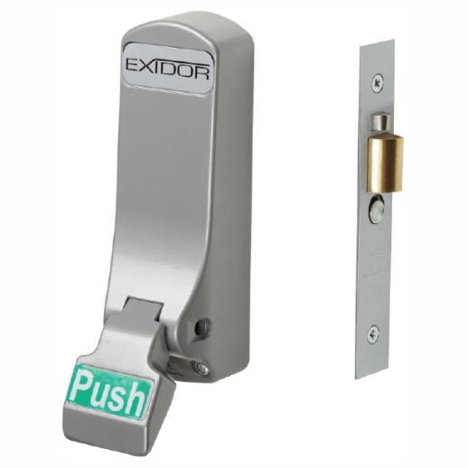 Exidor 306 Push Pad Mortice Actuator With Cylinder Mortice Night Latch Case; CE Marked; EN179; Silver (SIL)