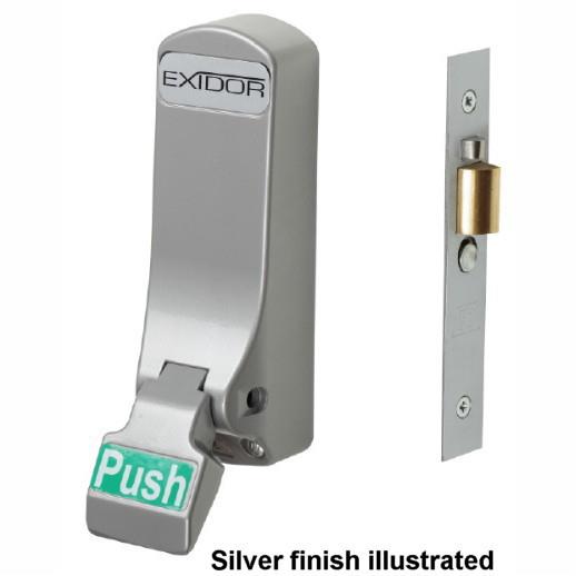 Exidor 306 Push Pad Mortice Actuator With Cylinder Mortice Night Latch Case; CE Marked; EN179; Satin Stainless Steel (SSS)