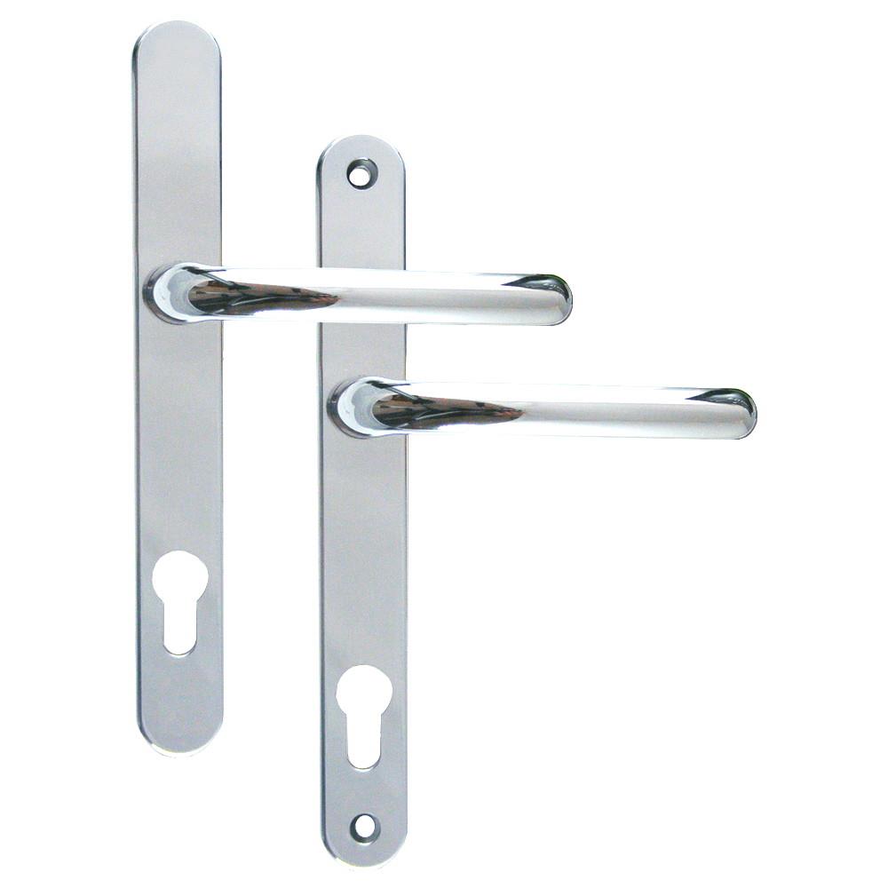 Fab & Fix Balmoral UPVC Door Handles; Sprung; Lever/Lever; 92mm Centres; 8mm Spindle; 243 x 30mm Backplate; 211mm Screw Centres; 120mm Lever; Silver (SIL)