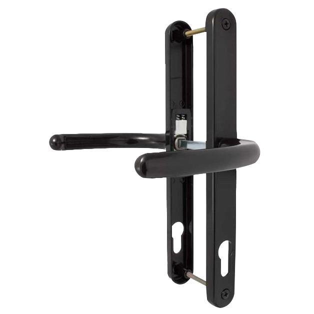 Fab & Fix Blenheim PVCu Door Handles; Sprung; Lever/Lever; 92mm Centres; 8mm Spindle; 270 x 29.5mm Backplate; 240mm Screw Centres; 120mm Lever; Black (BK)