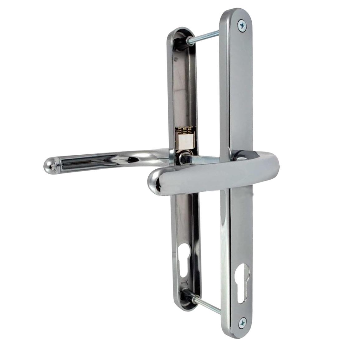 Fab & Fix Blenheim PVCu Door Handles; Sprung; Lever/Lever; 92mm Centres; 8mm Spindle; 270 x 29.5mm Backplate; 240mm Screw Centres; 120mm Lever; Polished Chrome Plated (CP)