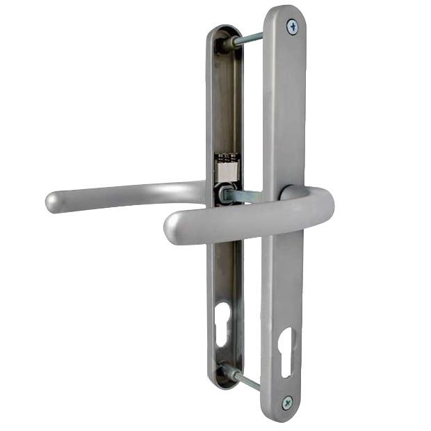 Fab & Fix Blenheim PVCu Door Handles; Sprung; Lever/Lever; 92mm Centres; 8mm Spindle; 270 x 29.5mm Backplate; 240mm Screw Centres; 120mm Lever; Silver (SIL)