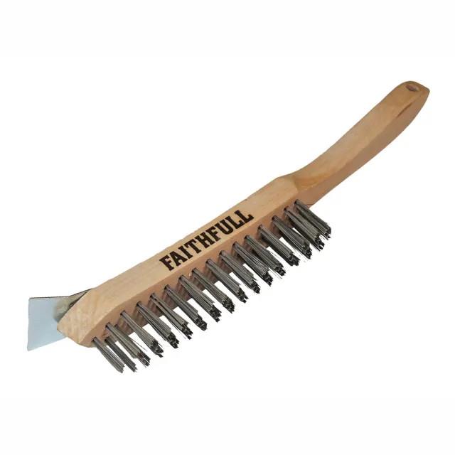 Faithfull FAI6804S Heavy-Duty Scratch Wire Brush With Scraper; 4 Row