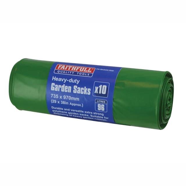 Faithfull FAIBAGGS10HD Heavy-Duty Strong Garden Sacks; 53 microns; 735 x 970mm; 96 litres; Roll (10)