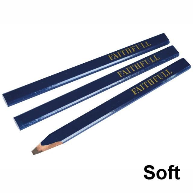 Carpenters Pencils Blue (Pack of 3); Soft