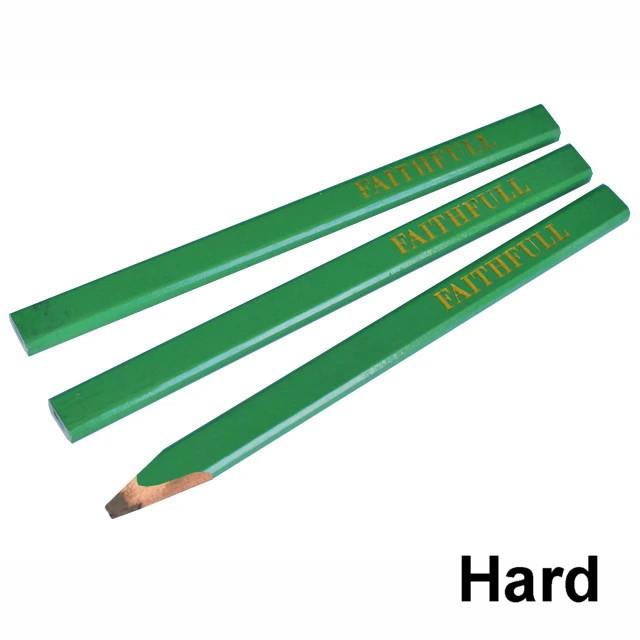 Carpenters Pencils Green (Pack of 3); Hard