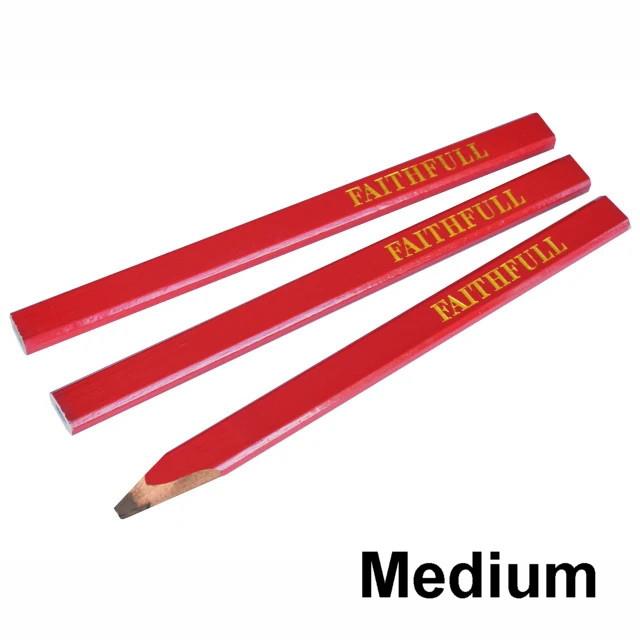 Faithfull FAICPR Carpenters Pencils; Red (RD); Medium; Pack (3)