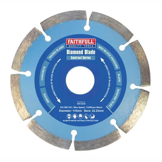 Faithfull FAIDB115C Segmented Diamond Blade Cutting Disc; 115 x 22.2mm