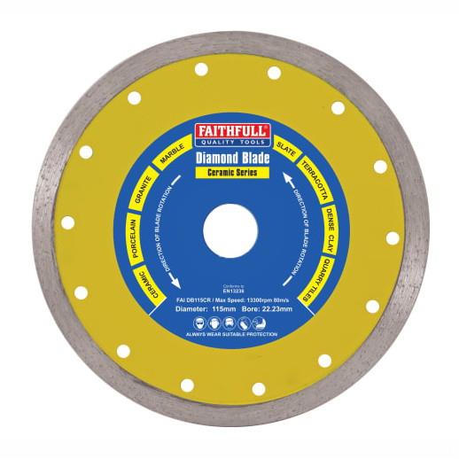 Faithfull DB180CR Diamond Tile Blade; Continuous Rim Cutting Disc; 180mm; 25.4mm Bore