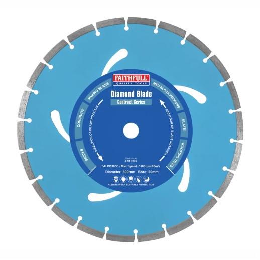 Faithfull DB300C Contract Diamond Blade; Segmented Cutting Disc; 300 x 20mm