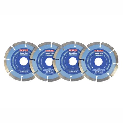 Faithfull DBSET4C Diamond Blade Set; 4 Piece Disc Pack; 115mm