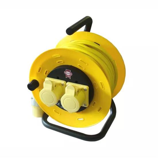 Faithfull FPPCR50ML Cable Reel Extension Lead; Double Socket; 16 Amp; 110 Volt; 50 Metre