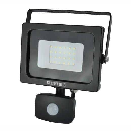 Faithfull FPPSLWM20S SMD LED PIR Security Sitelight; IP44; 1600 Lumen; 20 Watt; 240 Volt