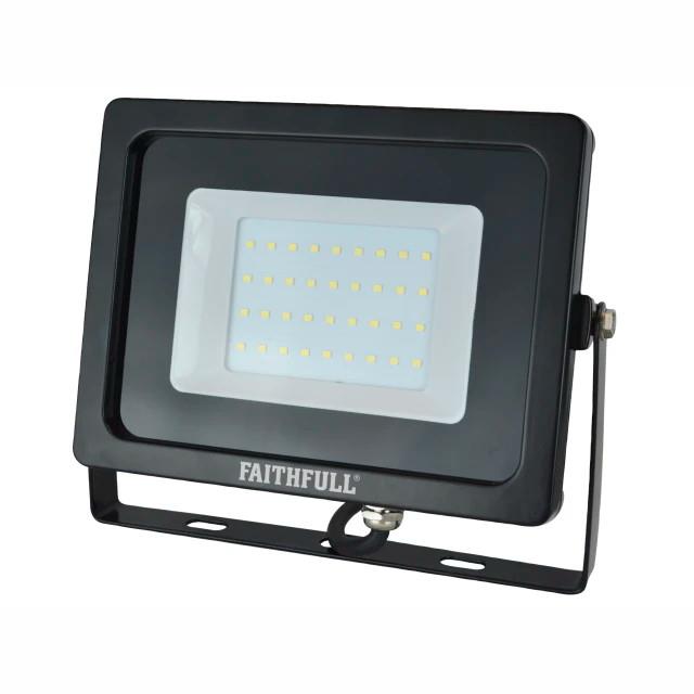 Faithfull FPPSLWM30 SMD LED Wall Mounted Floodlight; IP65; 30 Watt; 2400 Lumens; 240 Volt