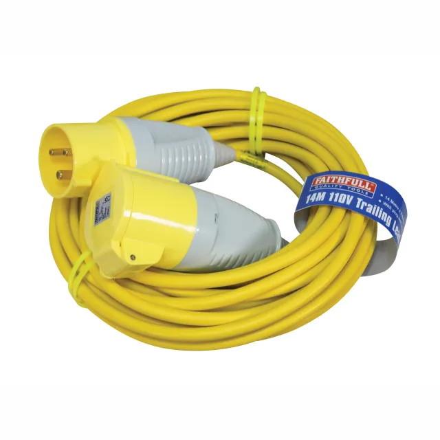 Faithfull TL1432AMP Heavy Duty Trailing Extension Lead; 32 Amp; 110 Volt; 2.5mm Cable; 14 Metre