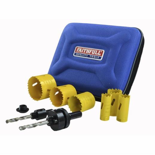 Faithfull FAHSKP Professional Plumbers Holesaw Kit; 9 Piece; 19 - 57mm