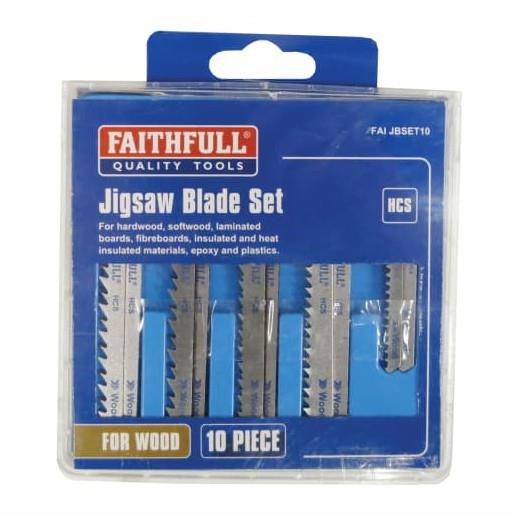 Faithfull FAIJBSET10 Jigsaw Blade Set; 10 Assorted