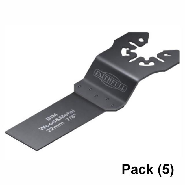 Faithfull FAIMFW68GB Multi-Tool Flush Wood/Metal Blade; 22mm; Pack (5)