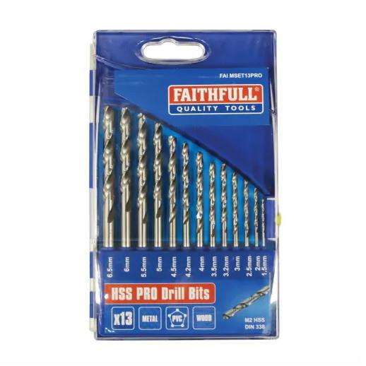 Faithfull FAIMSET13PRO HSS Drill Bit Set; 13 Piece; 1.5 - 6.5mm