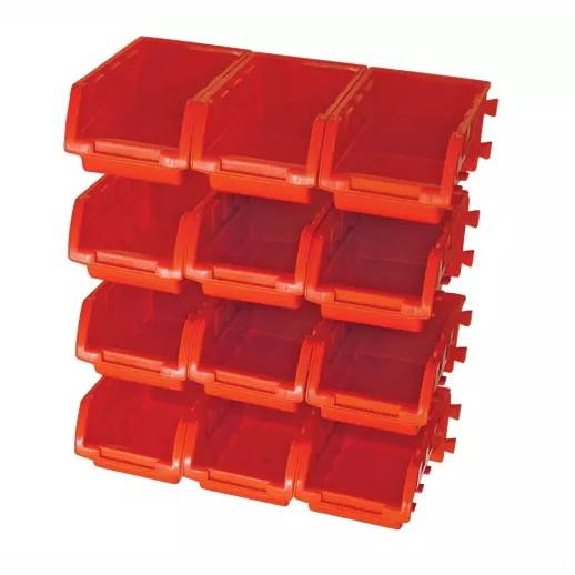 Faithfull PAN12 12 Plastic Storage Bins With Wall Mounting Rails; Bins Size 160 x 100 x 75 mm