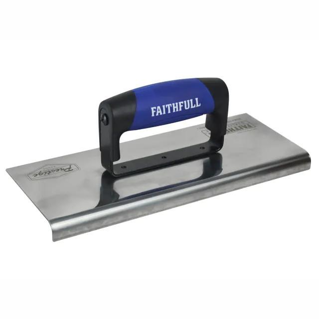 Faithfull FAIPTEDG10SS Prestige Curved Edging Trowel; Stainless Steel Blade; Soft Grip Handle; 10