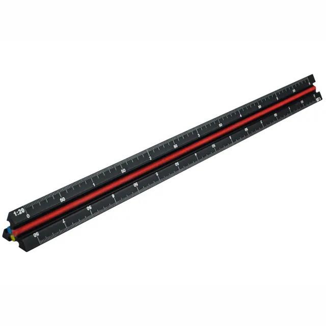 Faithfull RULETECNC Prestige Tri-Scale Engineer Rule; Black Aluminium; 300mm (12in)