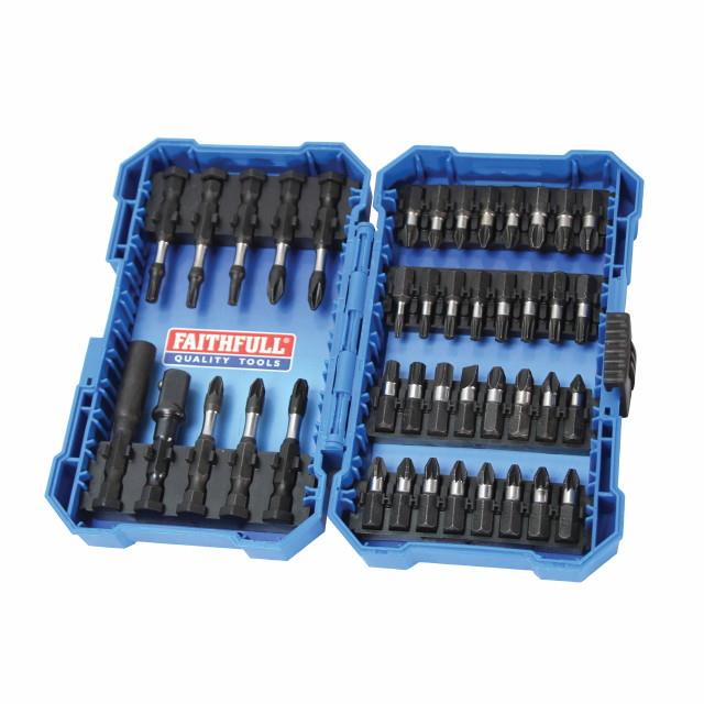 Faithfull FAISBSET42IM Chrome Vanadium Screwdriver Bit Set; 42 Piece; Impact Rated; In A Case