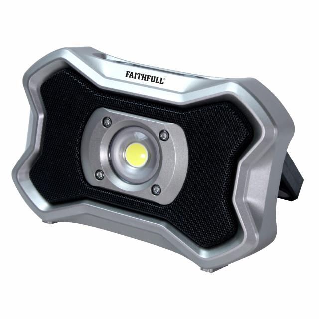 Faithfull FPPSLFF20BS Work Light With Bluetooth® Speaker; 400 - 2000 Lumen; Magnetic Bracket; Up To 8 Hours Runtime