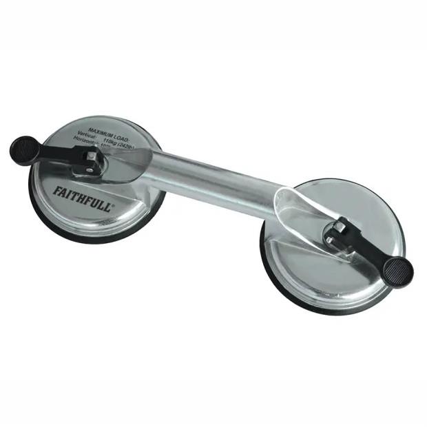 Faithfull FAISUCPAD2P Double Pad Pro Suction Cup Lifter; Aluminium; 120mm Pads