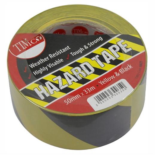 Timco HAZT Self Adhesive Floor Marking Hazard Tape; Black/Yellow (YEL) (BK); 50mm x 33 Metres