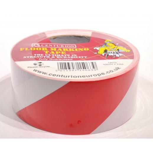 Centurion TA05L Self Adhesive Floor Marking Hazard Tape; Red/White (RD) (WH); 50mm x 33 Metre Roll