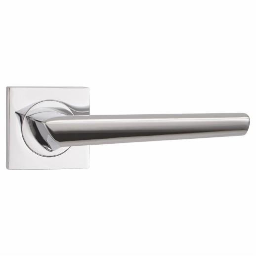 Fortessa FDECAR-PC Carrera Lever Handle On Square Rose Set; 53 x 53 x 10mm Square Rose; 129mm Lever; Polished Chrome Plated (CP)