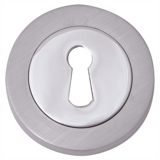 Fortessa FESC-SPC Standard Keyhole Escutcheon; 52 x 10mm; Satin Chrome Plated/Polished Chrome Plated (SCP)(CP) Mixed Finish