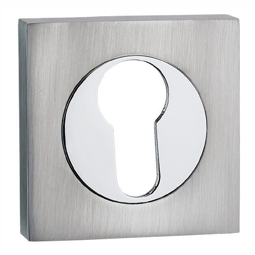 Fortessa FSEESC-SPC Square Euro Profile Escutcheon; Satin Chrome Plated/Polished Chrome Plated (SCP)(CP) Mixed Finish