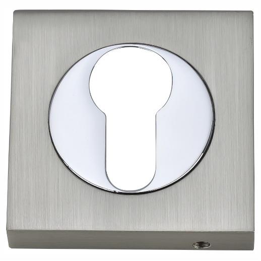 Fortessa FSEESC-SN/CP Square Euro Profile Escutcheon; Satin Nickel Plated/Polished Chrome Plated (SNP)(CP)