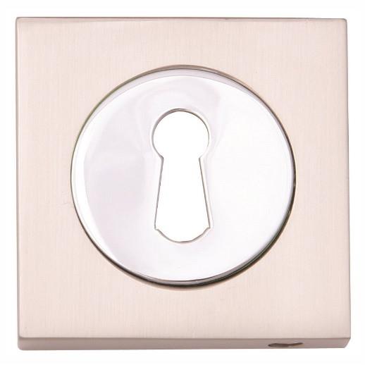 Fortessa FSESC-SN/CP Square Key Escutcheon; Satin Nickel Plated/Polished Chrome Plated (SNP)(CP) Mixed Finish