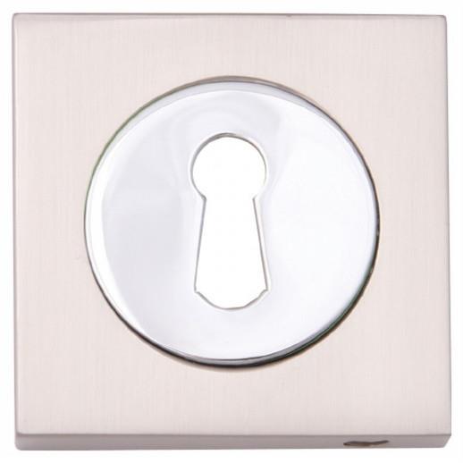 Fortessa FSESC-SPC Square Key Escutcheon; Satin Chrome Plated/Polished Chrome Plated (SCP)(CP) Mixed Finish