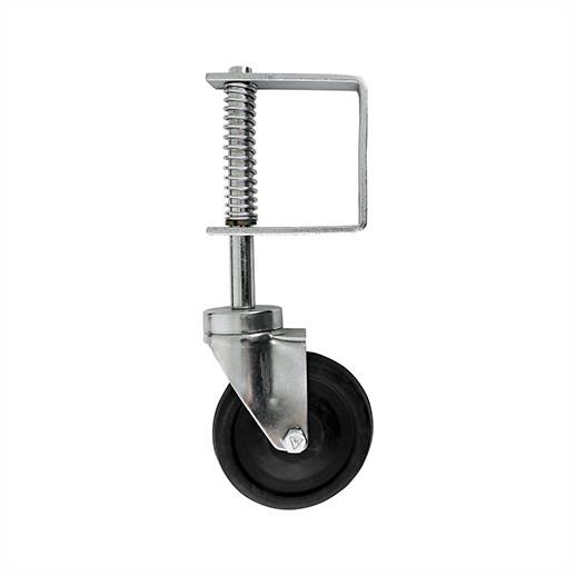 Spring Loaded Gate Wheel With Non-Marking Tyres; 100mm Diameter; 50kg Capacity; 270mm; Zinc Plated (ZP)