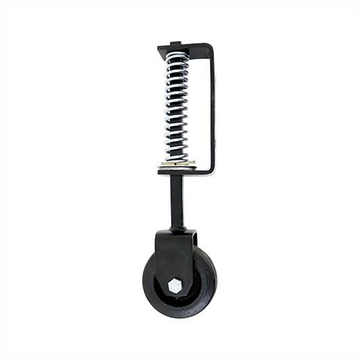 Spring Loaded Heavy Duty Gate Wheel With Non-Marking Tyres; 102mm Diameter; 135kg Capacity; 370mm; Black (BK)