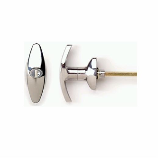 Garage Door Locking T Handle; Small Backplate; Chrome; 76mm Spindle