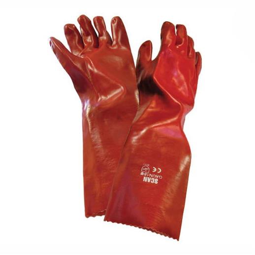 Scan PVC Gauntlets; Red (RD); 450mm (18