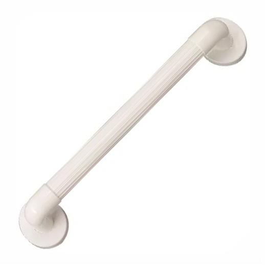 Ribbed Plastic Coated Grab Rail; Concealed Fixing; White (WH); 305 x 32mm