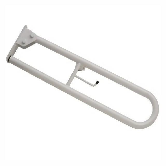Plastic Coated Hinged Grab Rail; Self Locking Complete With Toilet Roll Holder; White (WH); 800 x 35mm