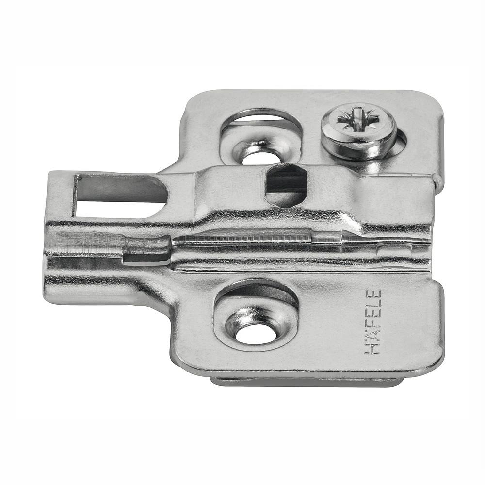 Hafele 311.70.610 Concealed Hinge 0mm Mounting Plate; Cruciform; For Metalla Quick Fixing Hinges; Screw Fix; Nickel Plated (NP)