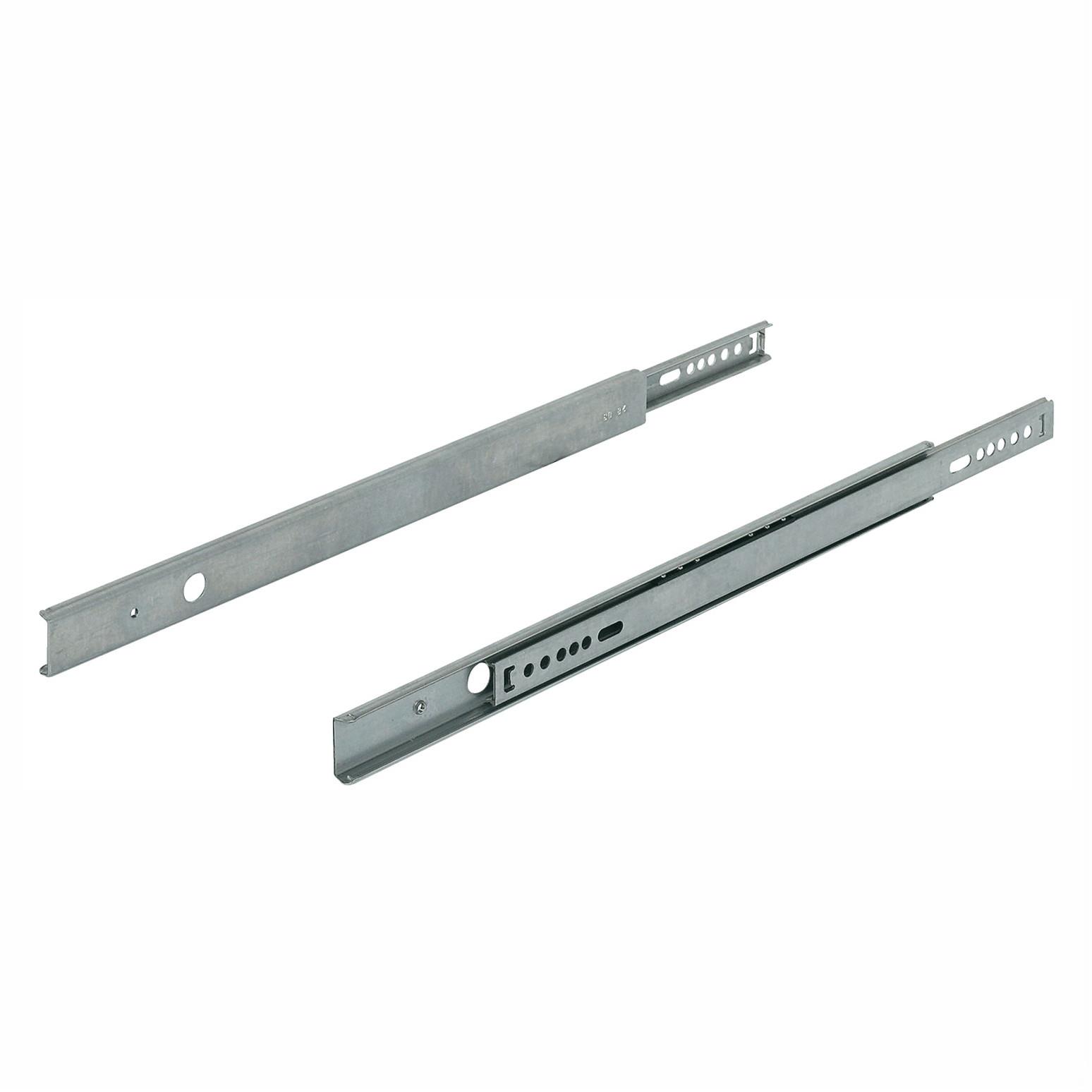 Hafele 420.95.394 Groove Drawer Runner; Single Extension; Galvanised (GALV); To Suit Drawers 246-338mm Deep; 12 Kg Load Capacity; 27mm Groove