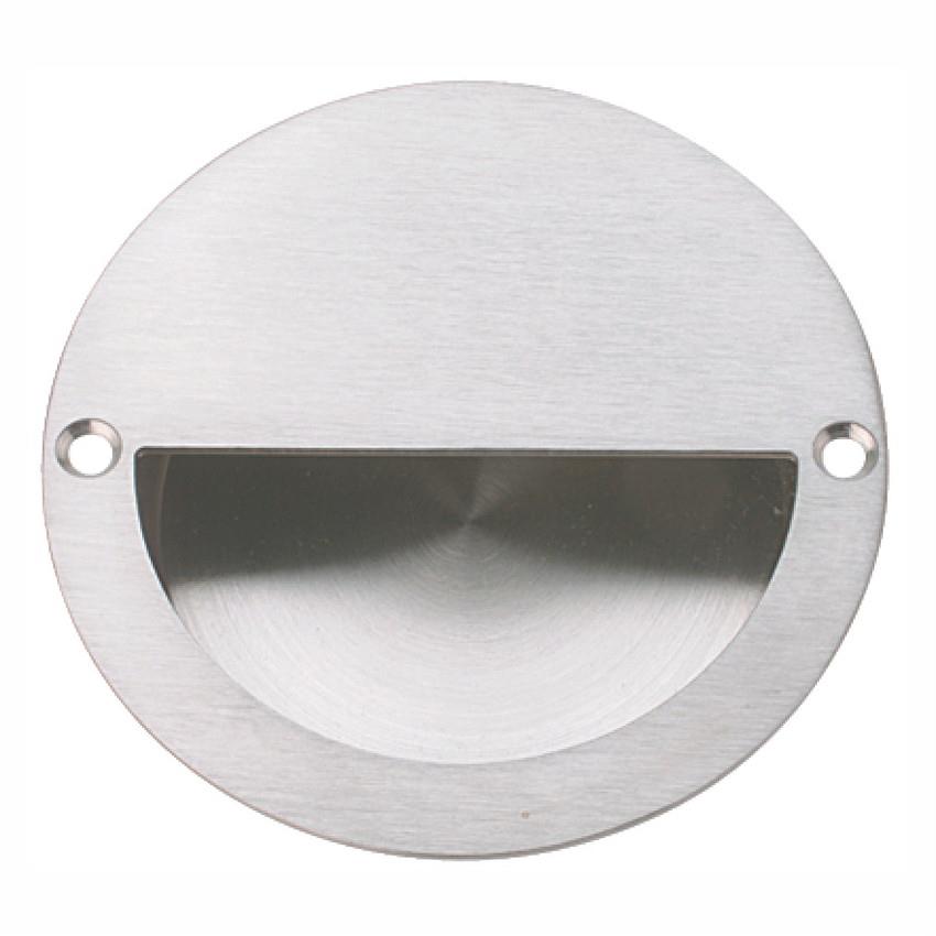 Hafele 902.00.500 Flush Pull Inset Handle; 90 Diameter; Satin Stainless Steel (SSS)