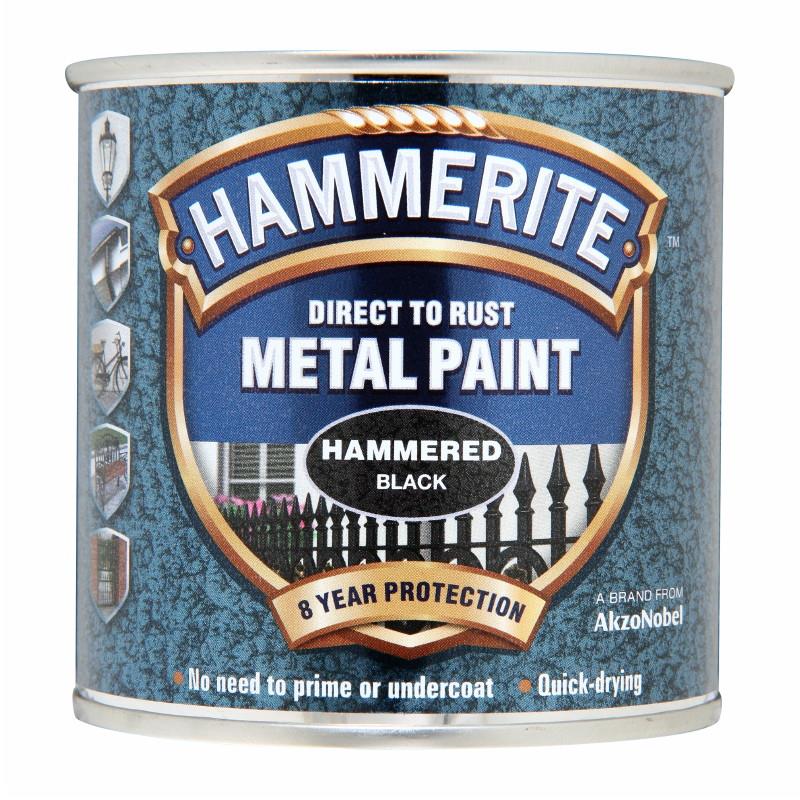 Hammerite Direct To Rust Hammered Finish; Black (BK); 250ml