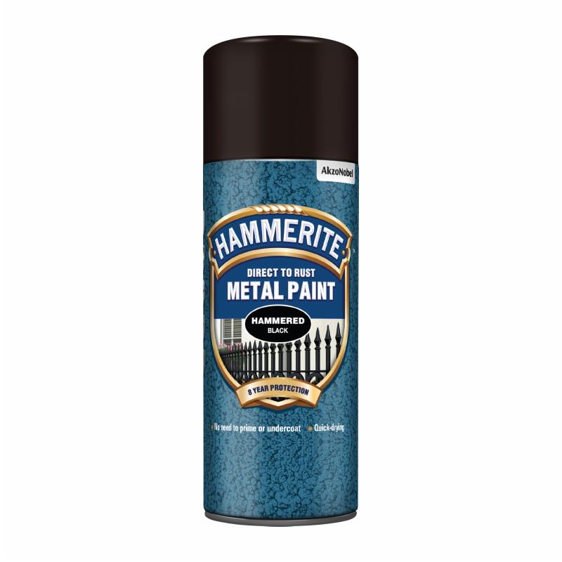 Hammerite Direct To Rust Spray Hammered Finish; Black (BK); 400ml