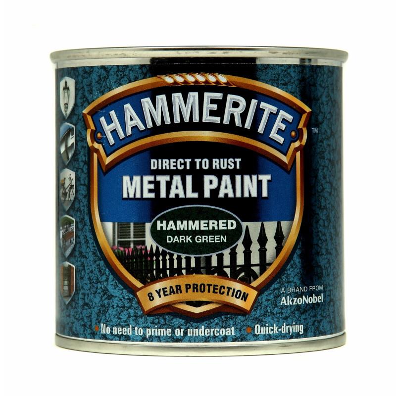Hammerite Direct To Rust Hammered Finish; Dark Green (DGN); 250ml