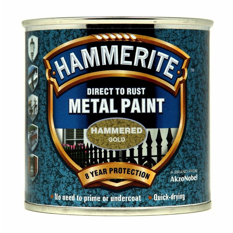 Hammerite Direct To Rust Hammered Finish; Gold (GOL); 250ml